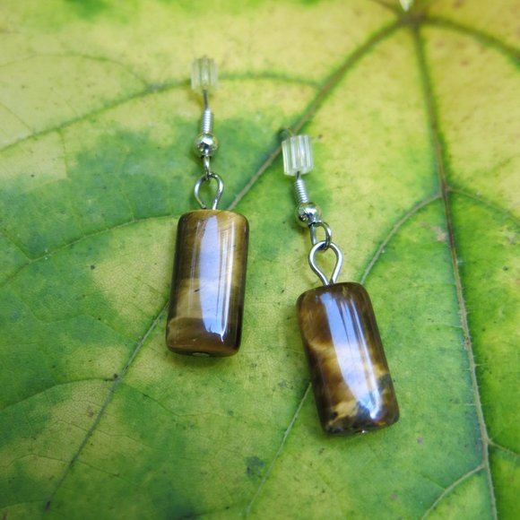 Natural Tiger's Eye Silver Bracelet, Geometric Natural Healing Stone Bracelet - Picture 6 of 6